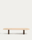Pirita coffee table in beige travertine with solid oak wood legs with a dark finish 147 x 65cm FSC 100%
