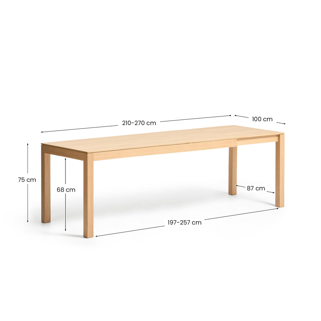 Narevi extendable table in oak veneer with natural finish 210 (270) x 100 cm