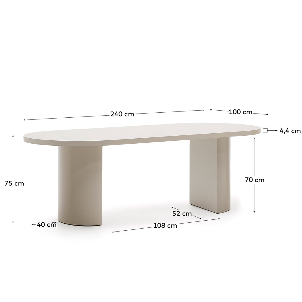 Nealy table in a lacquered MDF in an ecru finish, 240 x 100 cm