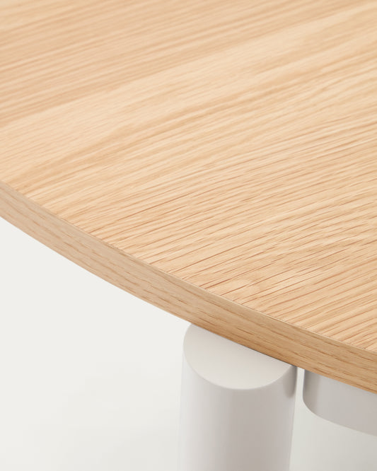 Montuiri extendable table in oak veneer and steel legs in gray color, 120(200) x 90 cm