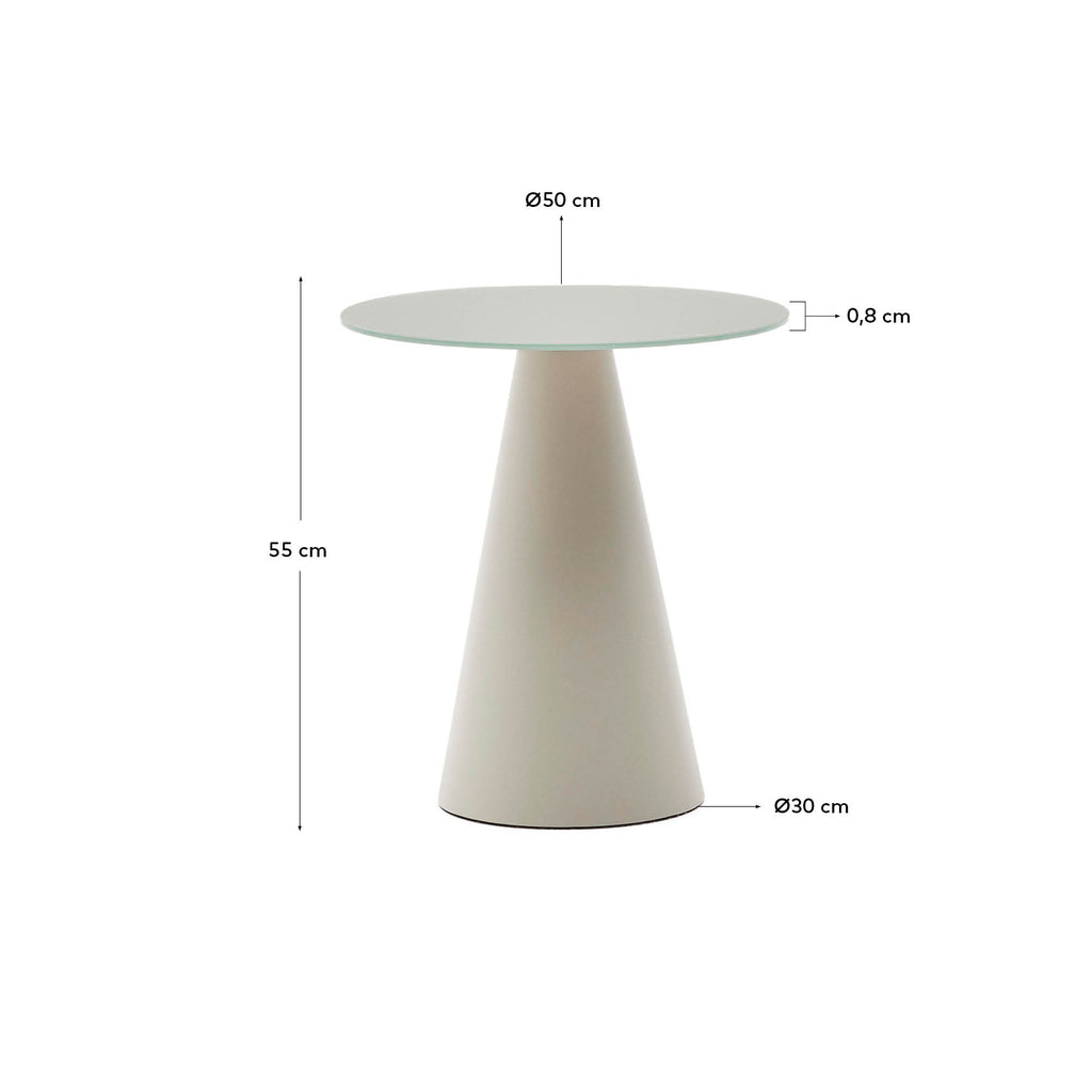 Wilshire bočni sto od kaljenog stakla i metala sa mat sivom završnom obradom, Ø 50 cm