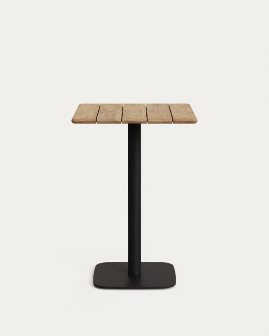Saura kvadratni visoki bar sto crni čelični ram sa prirodnom površinom od bagrema 96x70x70cm FSC100%