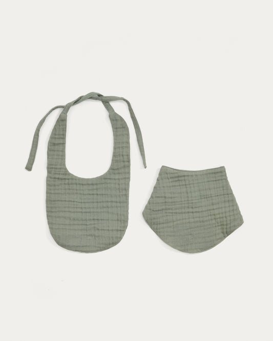 Prune green bib i bandana set od 100% organskog pamuka