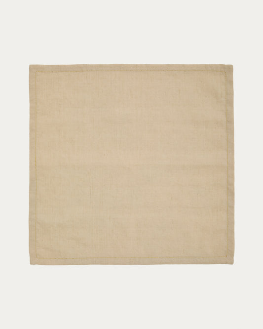 Oreti set bež pamučnih i lanenih salveta sa lureks izvezenim detail-om zlatne boje