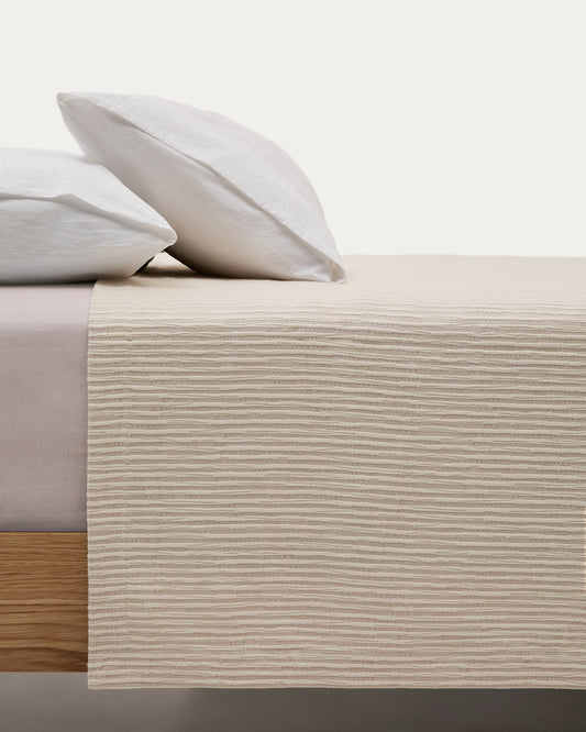 Vindi ekru, prekrivač od 100% pamuka sa fantastičnim prugama za krevet 90/135 cm