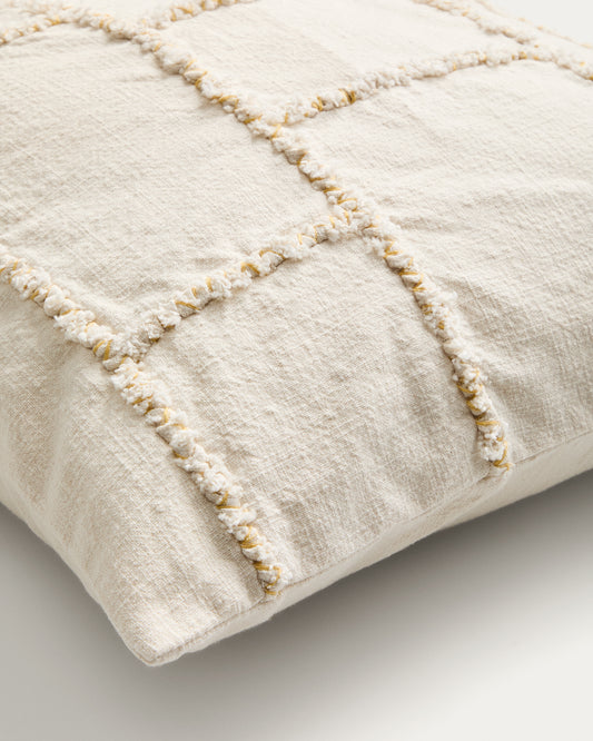 Cushion cover Verion with geometric embroidery in yellow color 45 x 45 cm