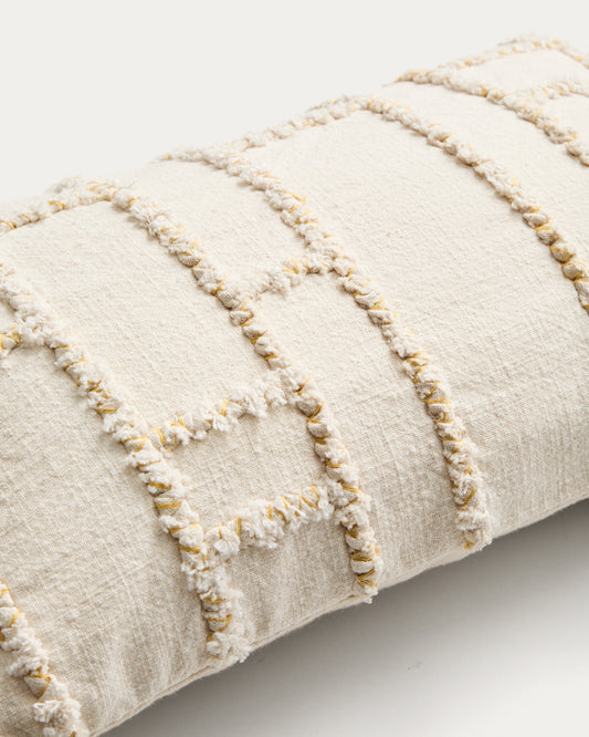 Cushion cover Verion with geometric embroidery in yellow 30 x 50 cm