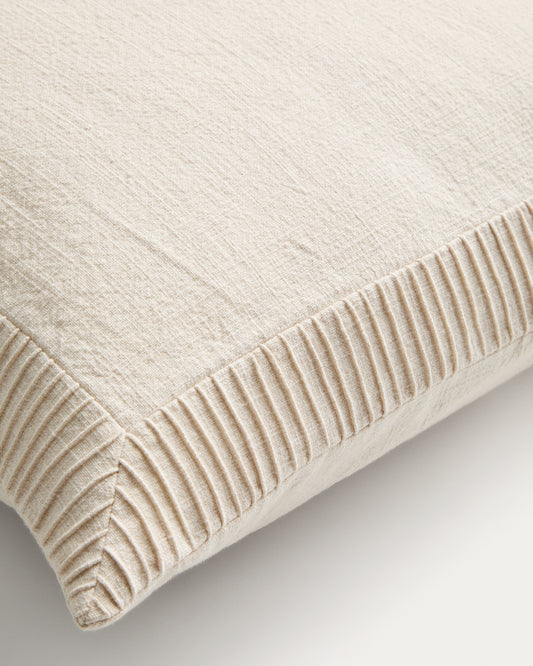 Luadia cotton cushion cover with pleated detail in natural color 50 x 50 cm