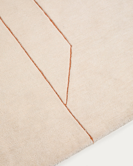 Carpet Delide made of synthetic fibers, color off-white with orange graphic detail 160 x 230 cm