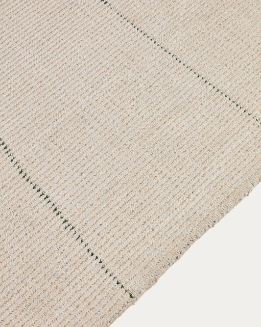 Carpet Lisdan made of synthetic fibers, color off-white with green graphic detail 200 x 300 cm