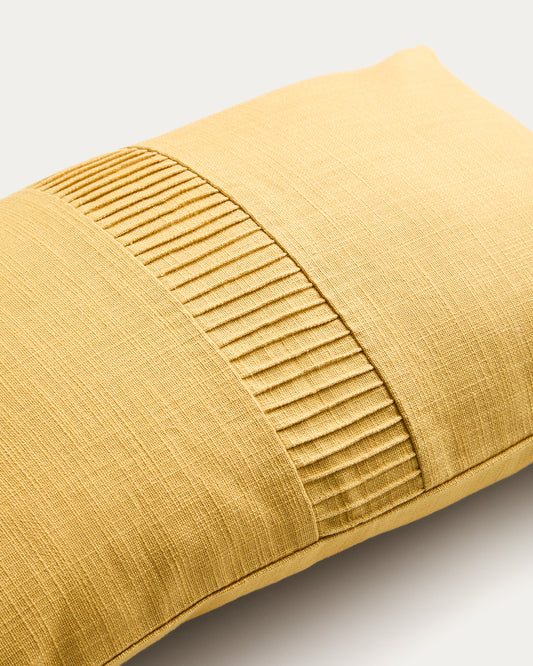 Cushion cover Luadia made of cotton with pleated detail in yellow color 30 x 50 cm