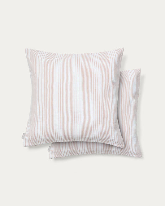 Macie set od 2 crvene i bež prugaste navlake za jastuke od 100% pamuka 50 x 50 cm