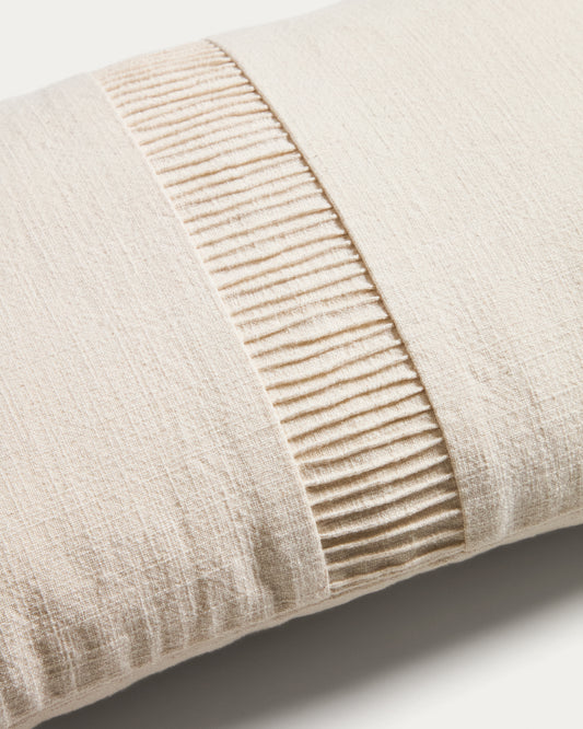 Luadia cotton cushion cover with pleated detail in natural color 30 x 50 cm