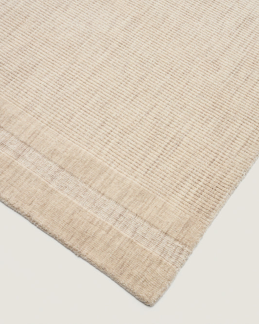 Dalena beige striped jacquard wool rug 300 x 200cm