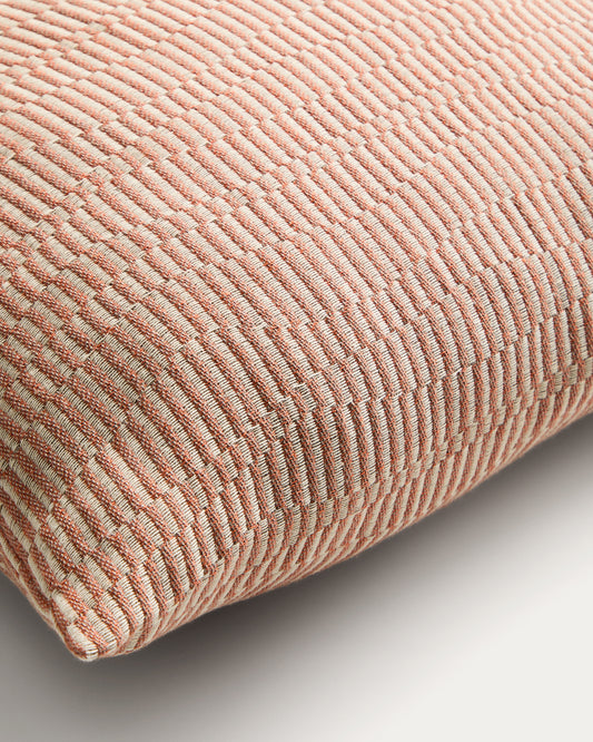 Nerel cushion cover made of cotton and linen, jacquard, orange, 50 x 50 cm