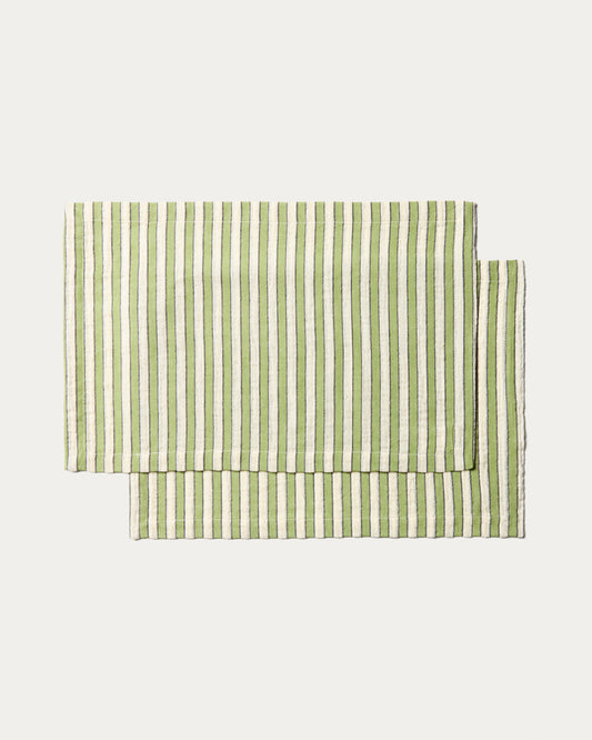 Ulena set od 2 zeleno prugasta podmetača od 100% pamuka, 35 x 50cm