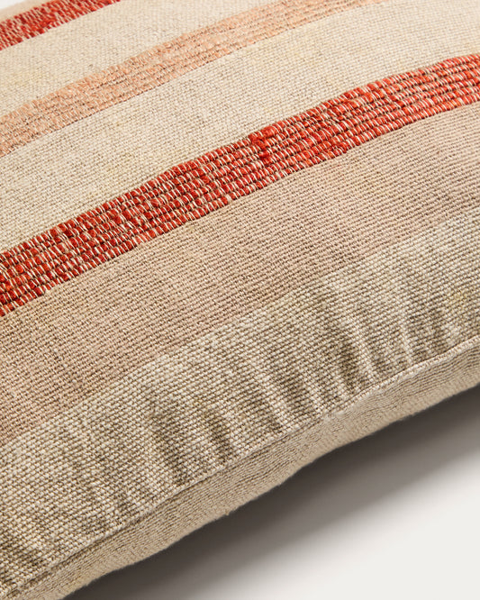 Cushion cover Taraia made of cotton and viscose, terracotta and beige, 40 x 60 cm
