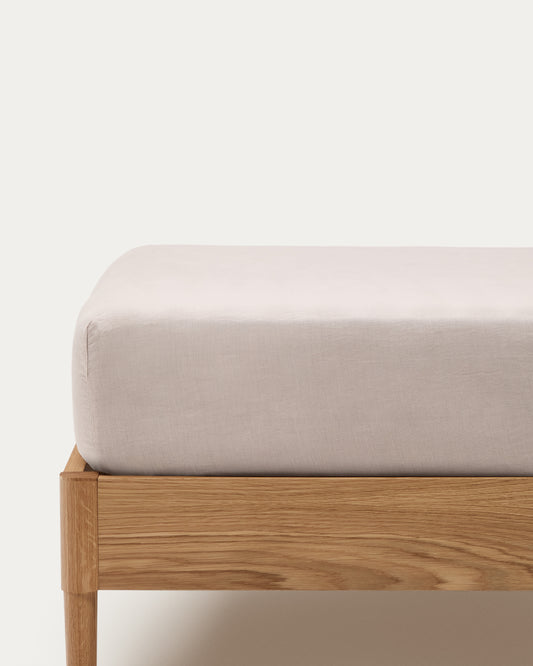 Simmel ecru linen blend adjustable bottom sheet for 160 cm bed