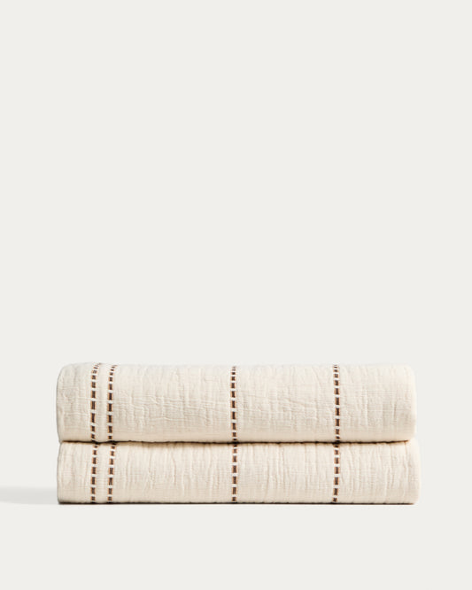 Siloda beige striped double-gauze cotton bedspread for 90/135cm bed