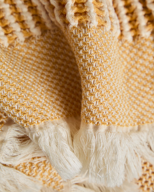 Lideba blanket made of cotton with orange stripes 100 x 170 cm