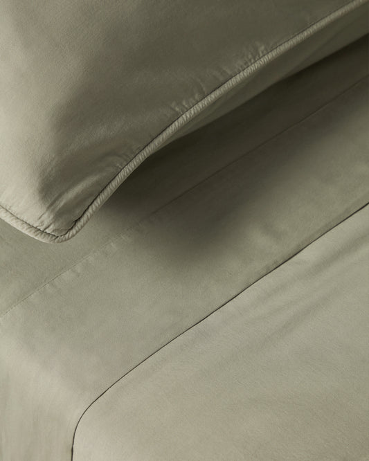 Gornja čaršav Sirale 100% pamuk saten, opran finiš, zelena za krevet 150/160 cm