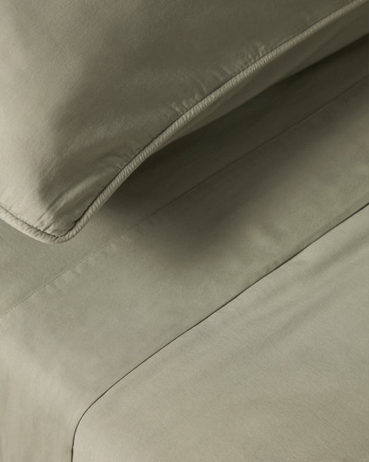 Gornja čaršav Sirale 100% pamuk saten, opran finiš, zelena za krevet 180 cm