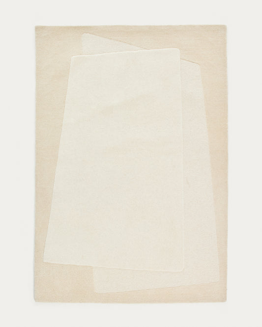 Tepih Dennie od vune sa bež grafičkim motivom, 200 x 300 cm