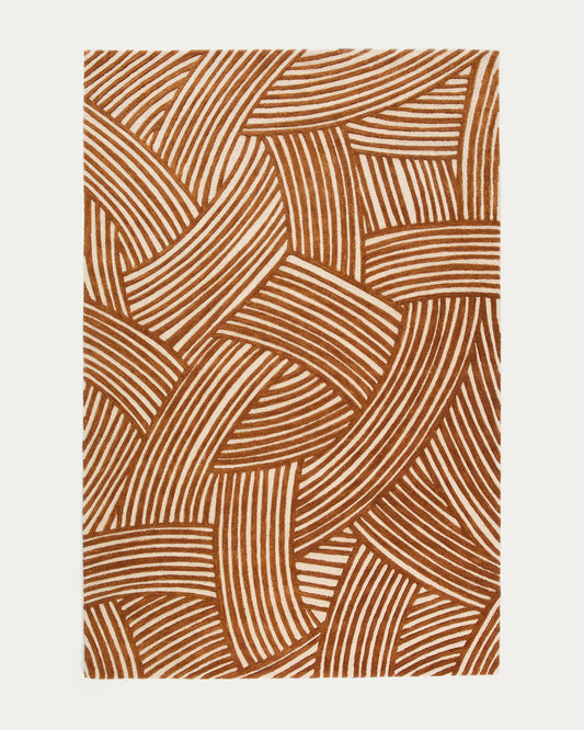 Tepih Poreni od žakard vune u kontrastnoj bež boji, 200 x 300 cm