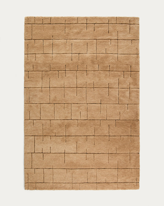 Tepih Helun od vune sa braon grafičkim motivom, 200 x 300 cm