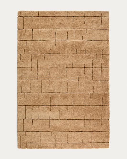 Tepih Helun od vune sa braon grafičkim motivom, 200 x 300 cm