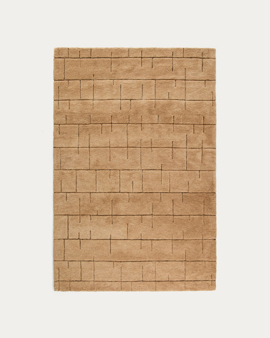 Tepih Helun od mešavine vune i viskoze sa braon grafičkim motivom, 160 x 230 cm