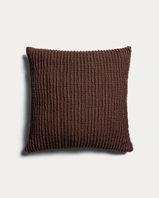 Navlaka za jastuk Solly od 100% waffle pamuka, braon, 50 x 50 cm