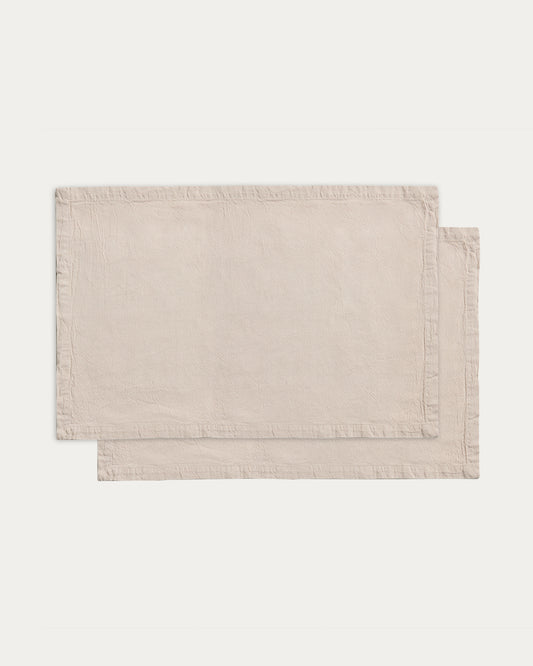 Set Lerava od 2 pamučna podmetača sa ispranom završnom obradom u boji kamen sive, 35 x 50 cm