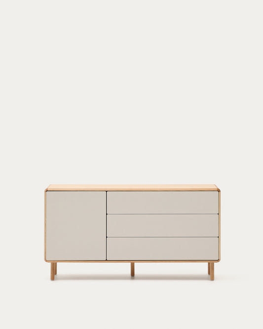 Anielle komoda od punog jasena i jasena sa 1 vratima i 3 fioke, 150 x 78 cm