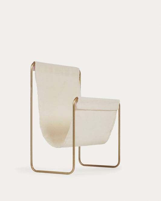 Siana beige magazine rack in gold metal