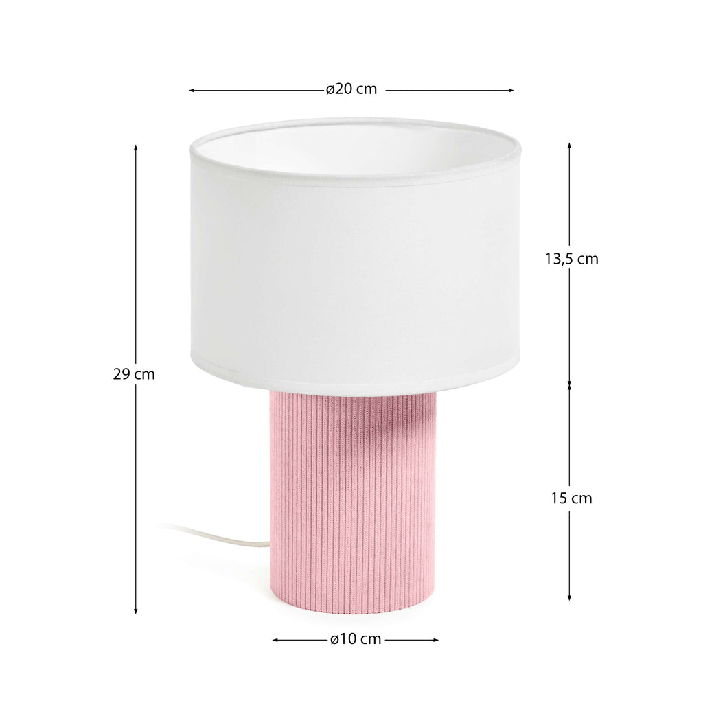 Bianella floor lamp made of cotton and pink velvet