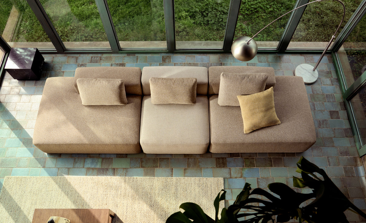 Sofa Blok 3 sedišta od bež šenila 290 cm FSC Mix Credit